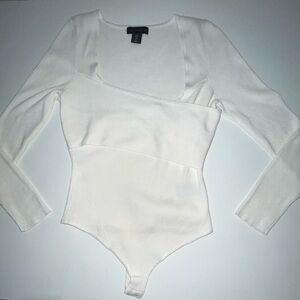 House of Harlow 1960 White Ribbed Bodysuit Large